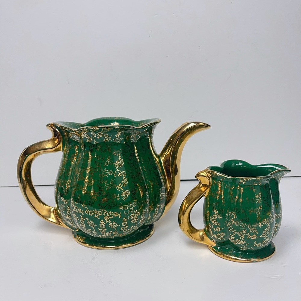 Vintage decorative teapot 22k gold plated